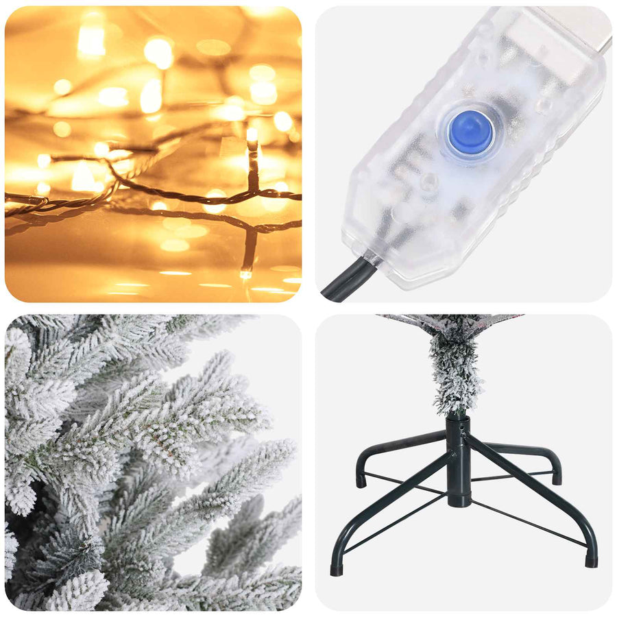 Kunstmatige Inklapbare Kerstboom 150 cm 150 LED's Warmwit