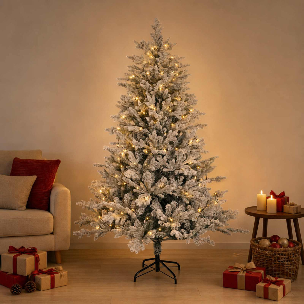 Kunstmatige Inklapbare Kerstboom 150 cm 150 LED's Warmwit