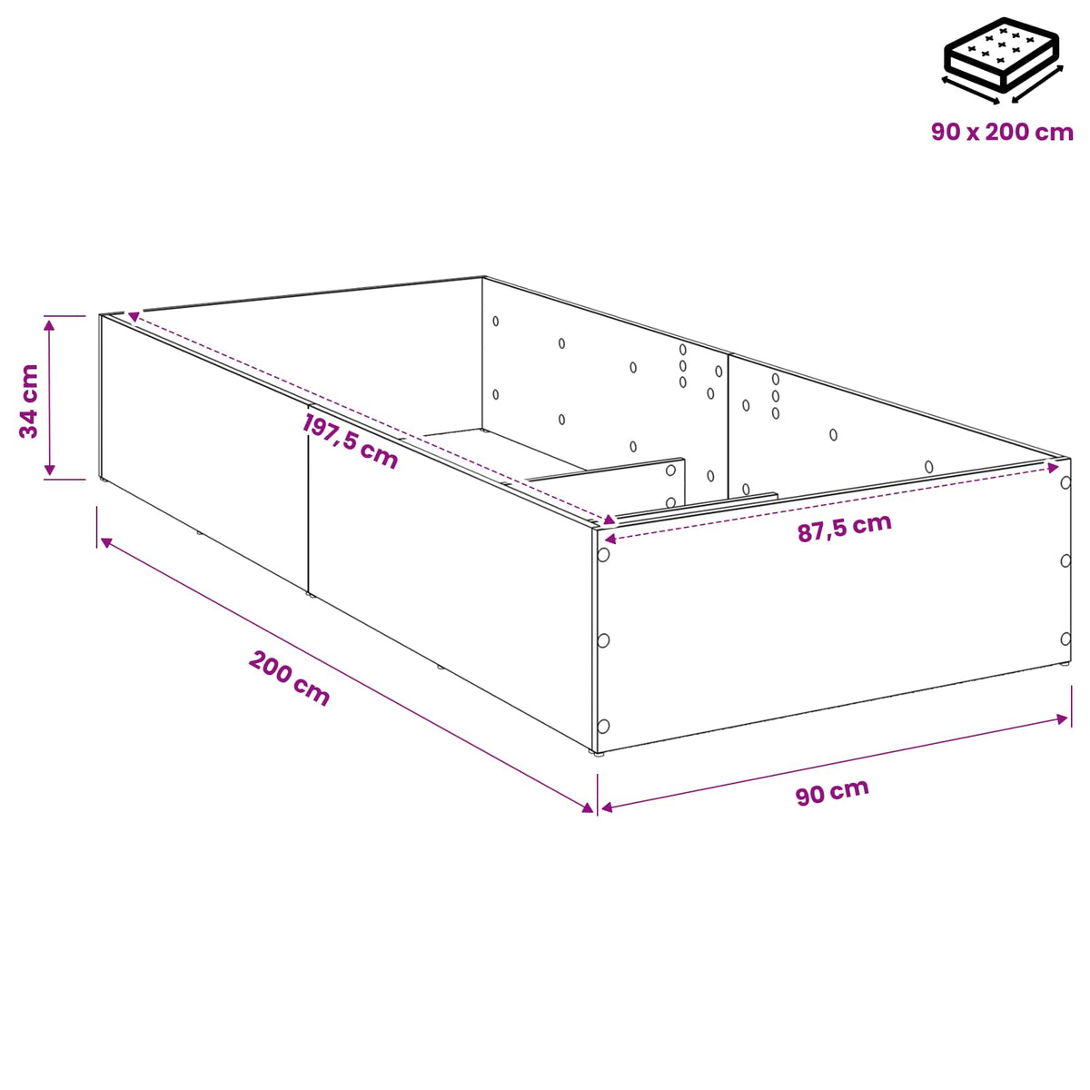 Bedombouw voor verstelbare bedbodem Sonoma Eiken 90 x 200 cm