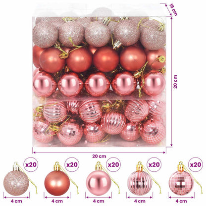 Kerstballen set 100 st Roze en rosé 4 cm Polystyreen