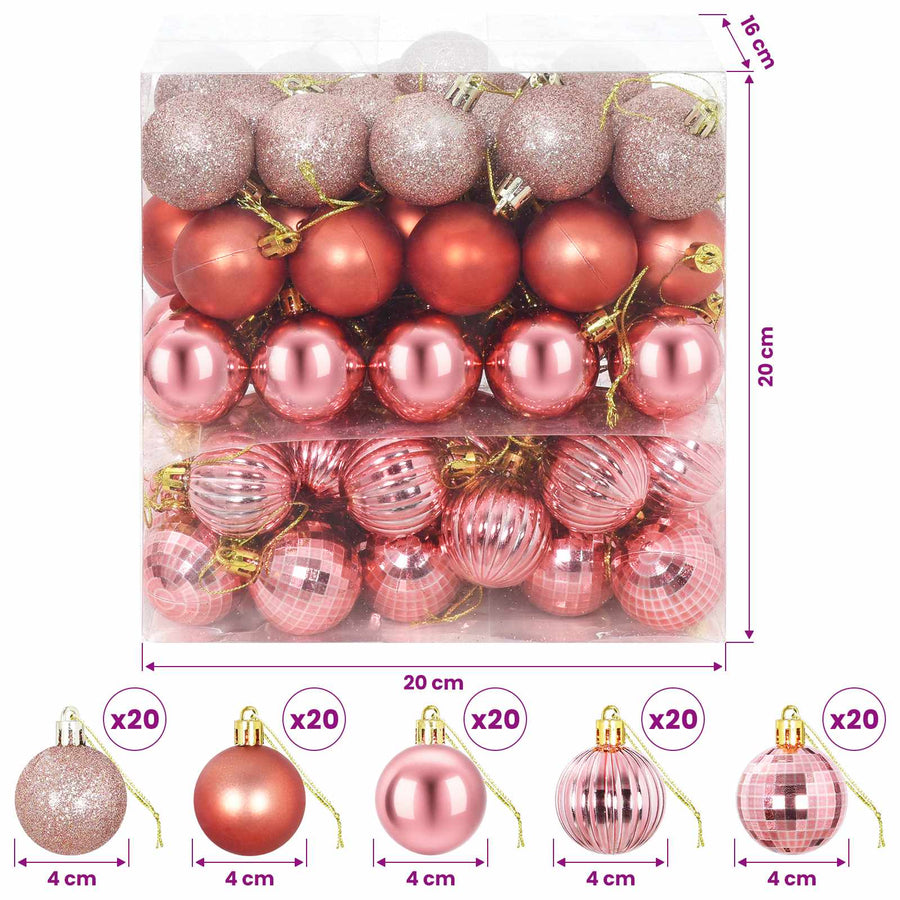 Kerstballen set 100 st Roze en rosé 4 cm Polystyreen