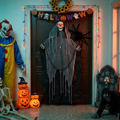 Hangende magere hein voor halloween SPOOKA Zwart 112 x 164 cm