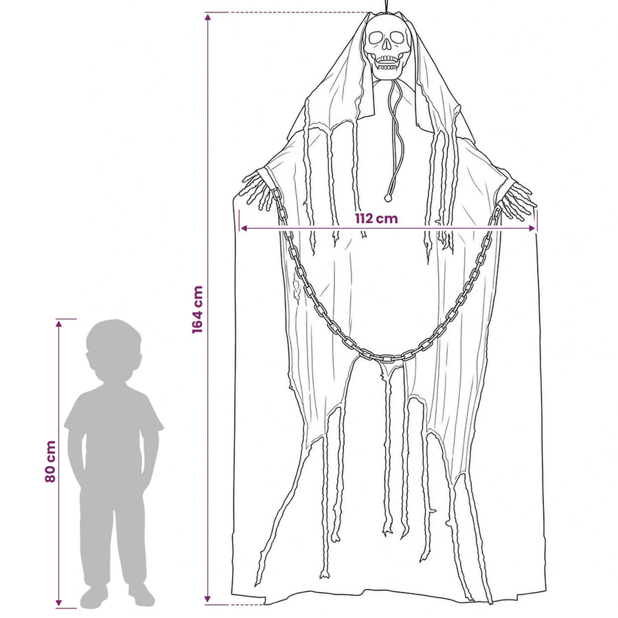 Hangende magere hein voor halloween SPOOKA Zwart 112 x 164 cm