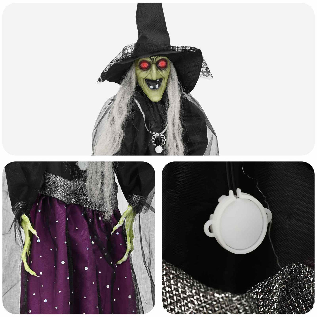 Halloween hangende heks SPOOKA Paars 30 x 133 cm