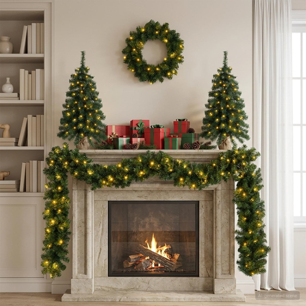 Mini-kerstbomenset 60 cm 125 LED's Warmwit PVC Groen