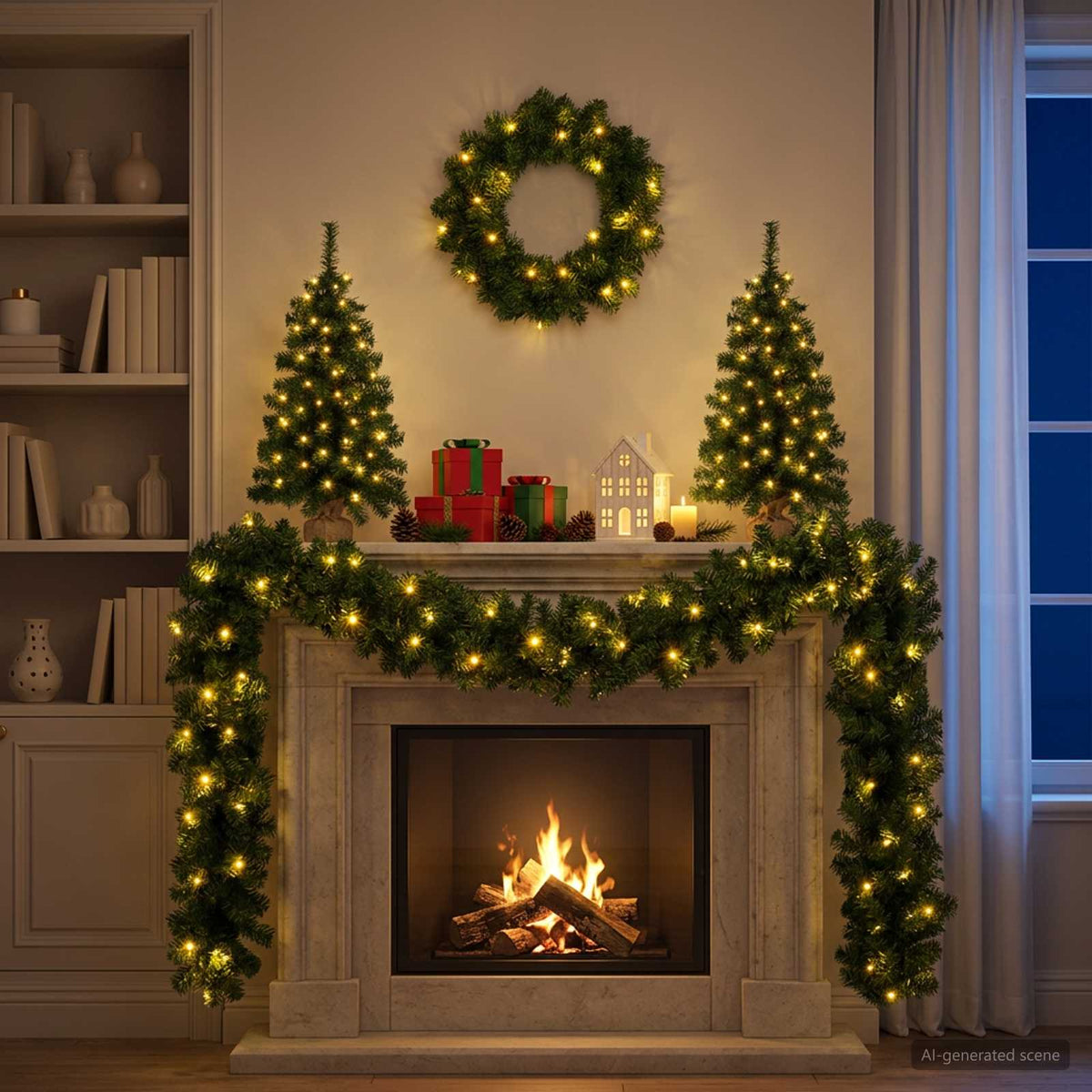 Mini-kerstbomenset 60 cm 125 LED's Warmwit PVC Groen