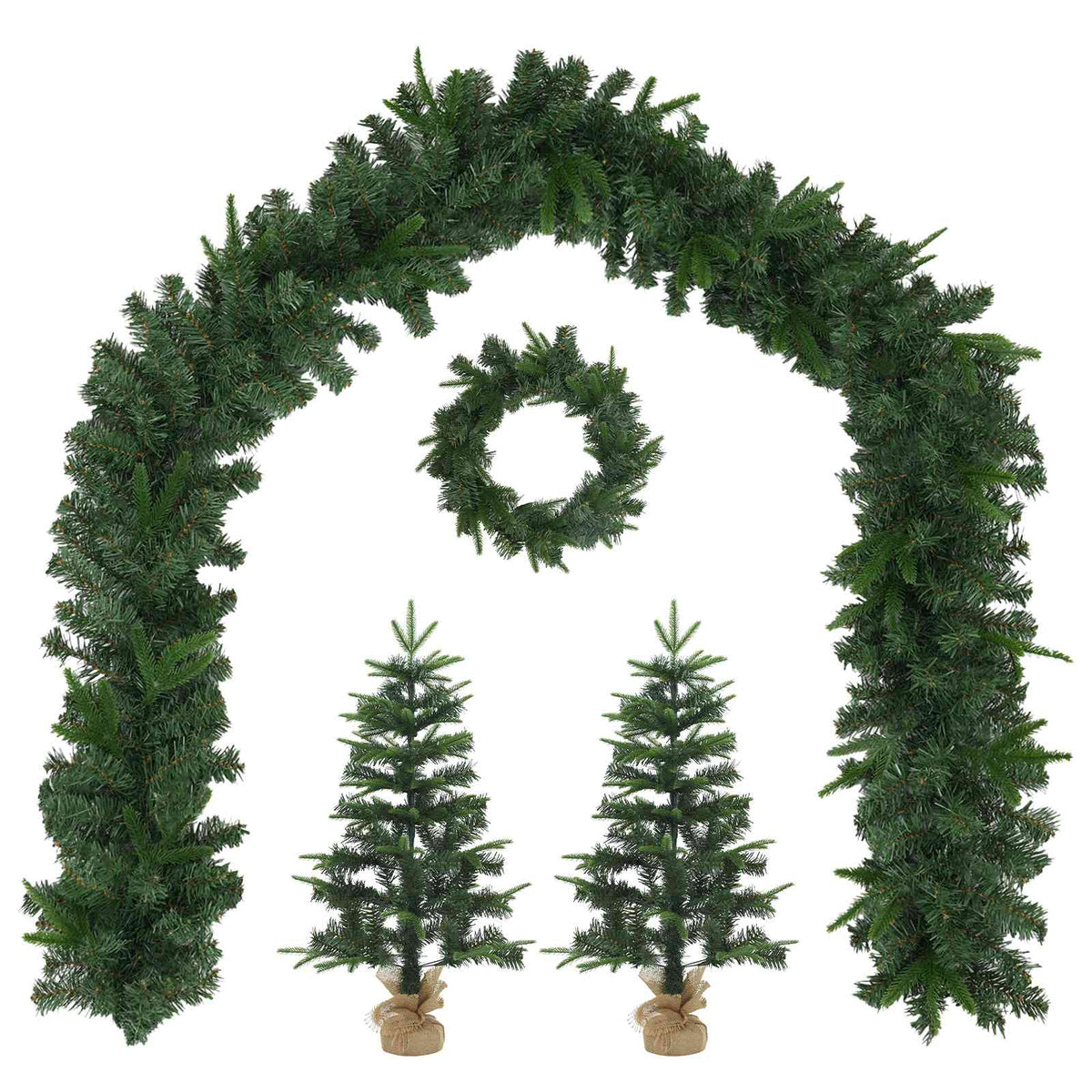 Mini-kerstbomenset 45 cm PVC en PE Groen