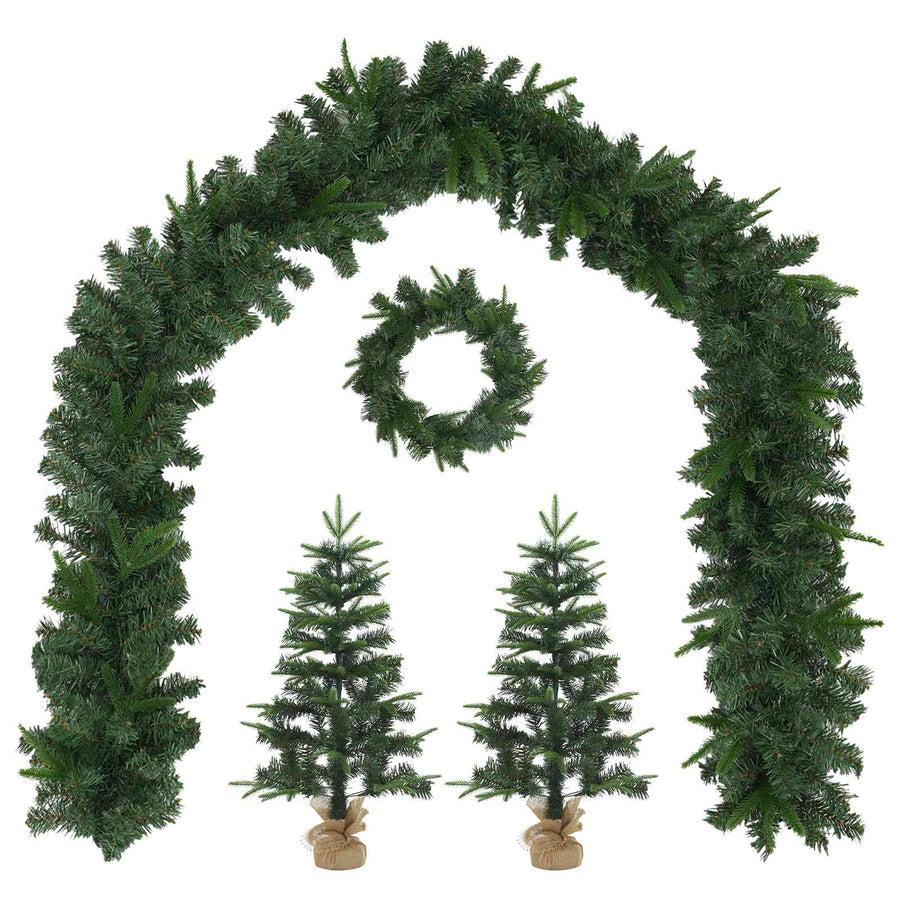 Mini-kerstbomenset 45 cm PVC en PE Groen