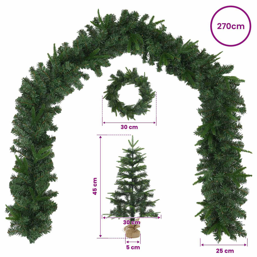 Mini-kerstbomenset 45 cm PVC en PE Groen