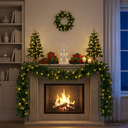 Mini-kerstbomenset 60 cm 125 LED's Warmwit PVC en PE Groen