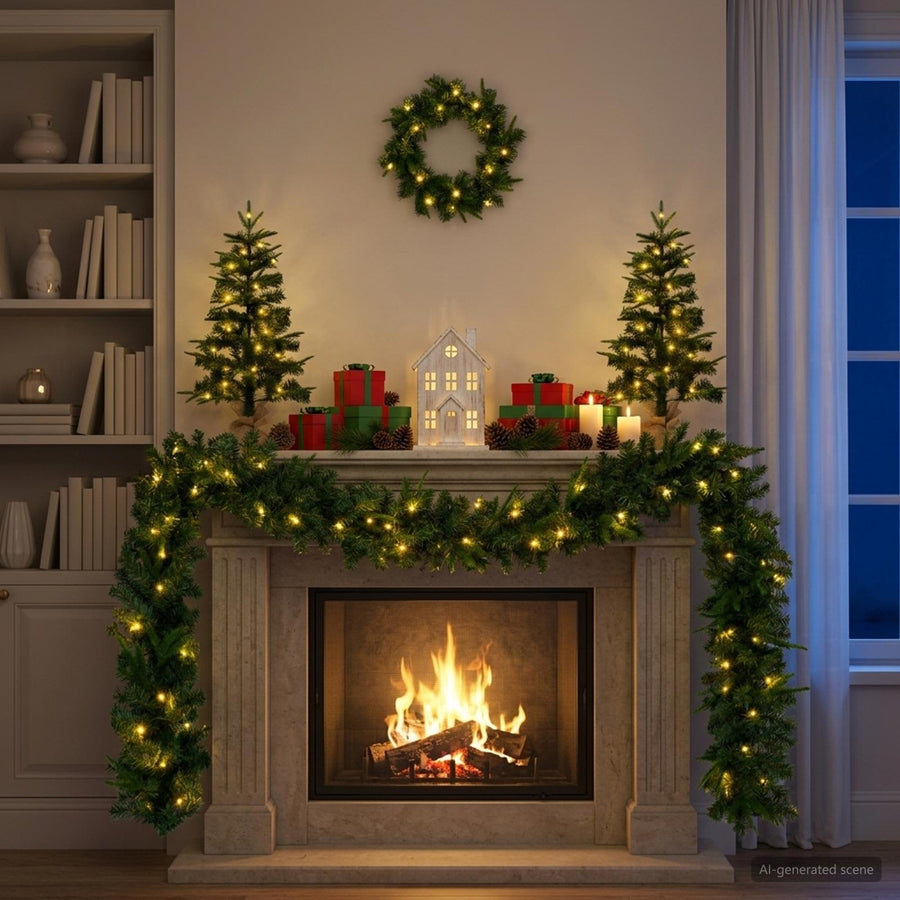 Mini-kerstbomenset 60 cm 125 LED's Warmwit PVC en PE Groen