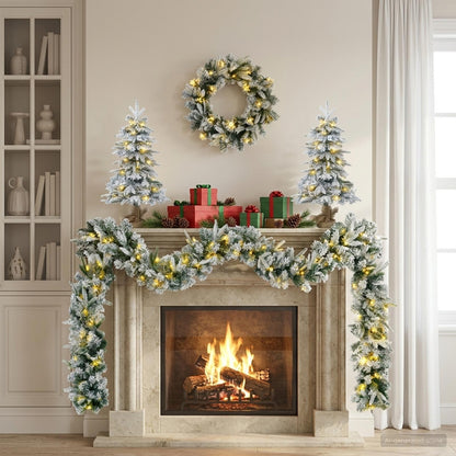 Mini-kerstbomenset 60 cm 125 LED's Warmwit PVC en PE Wit