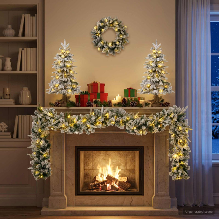 Mini-kerstbomenset 60 cm 125 LED's Warmwit PVC en PE Wit