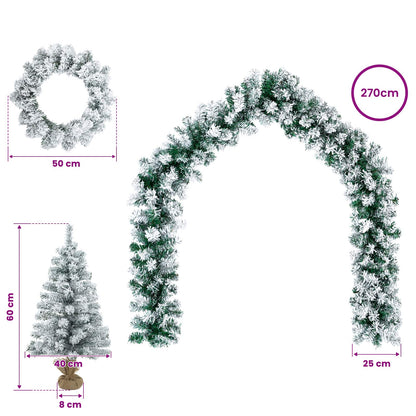 Mini-kerstbomenset 60 cm PVC Wit