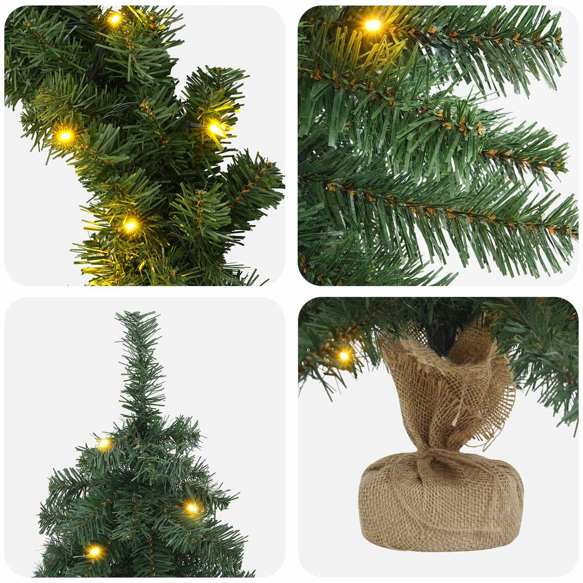 Mini-kerstbomenset 60 cm 125 LED's Warmwit PVC Groen