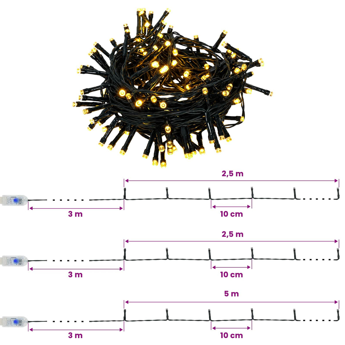 Mini-kerstbomenset 60 cm 125 LED's Warmwit PVC Groen