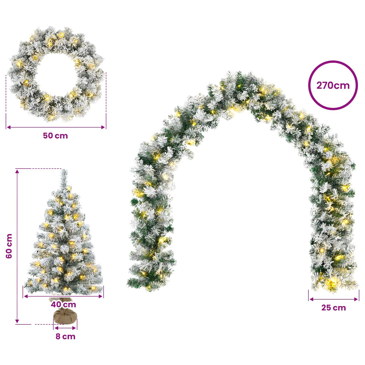 Mini Kerstboom 60 cm 100 LED's Warmwit PVC Wit