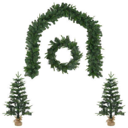 Mini-kerstbomenset 60 cm PVC en PE Groen