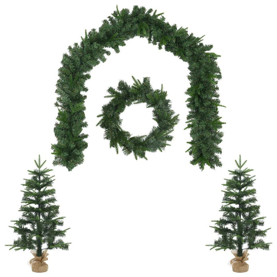 Mini-kerstbomenset 60 cm PVC en PE Groen