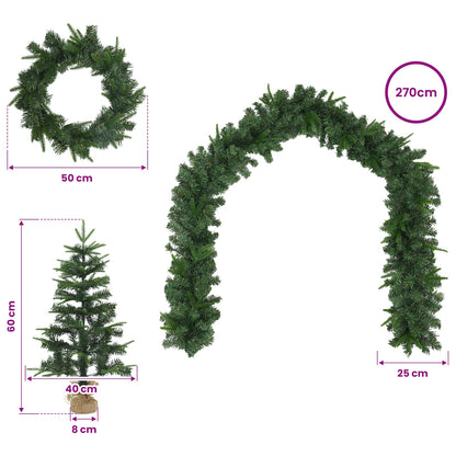 Mini-kerstbomenset 60 cm PVC en PE Groen
