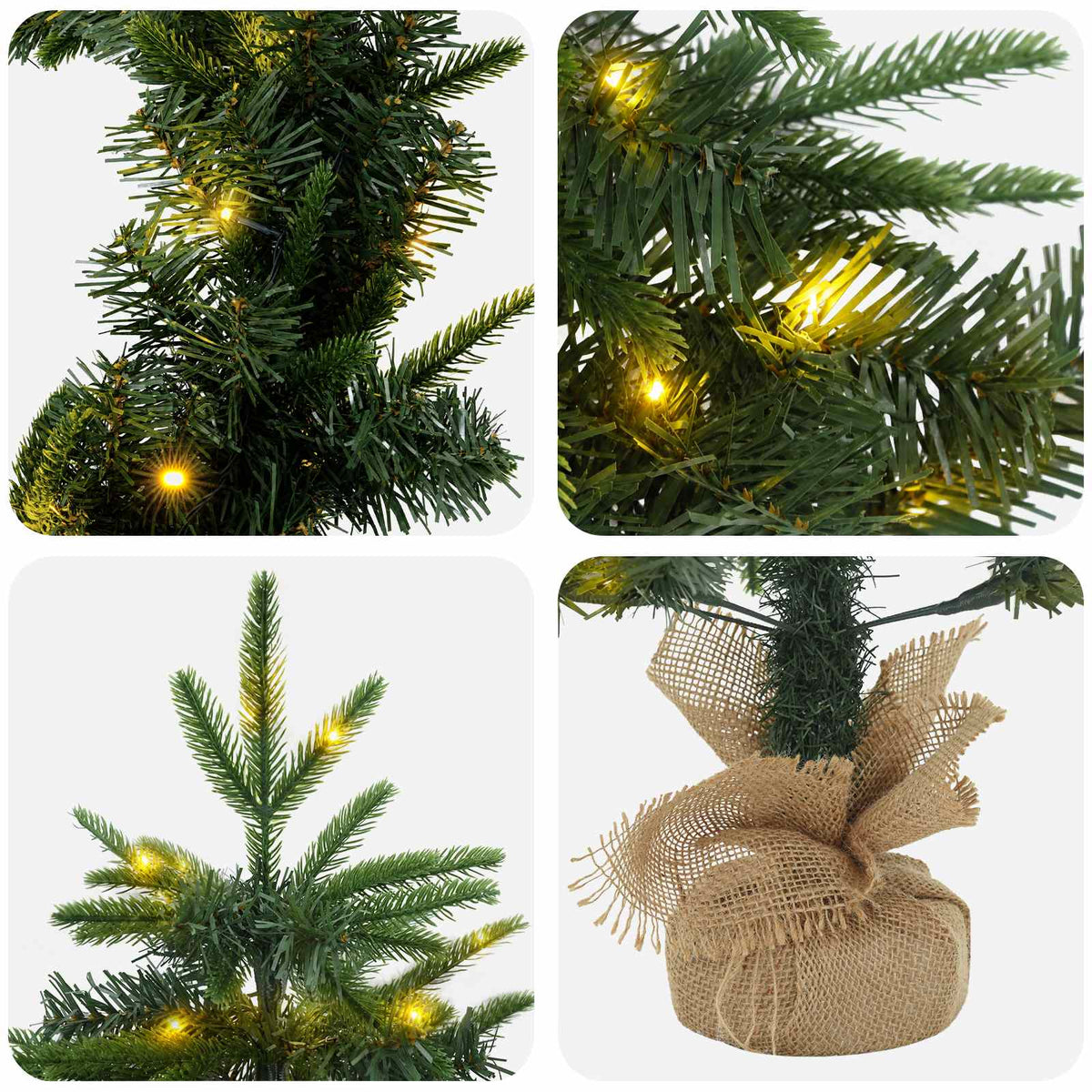 Mini-kerstbomenset 60 cm 125 LED's Warmwit PVC en PE Groen