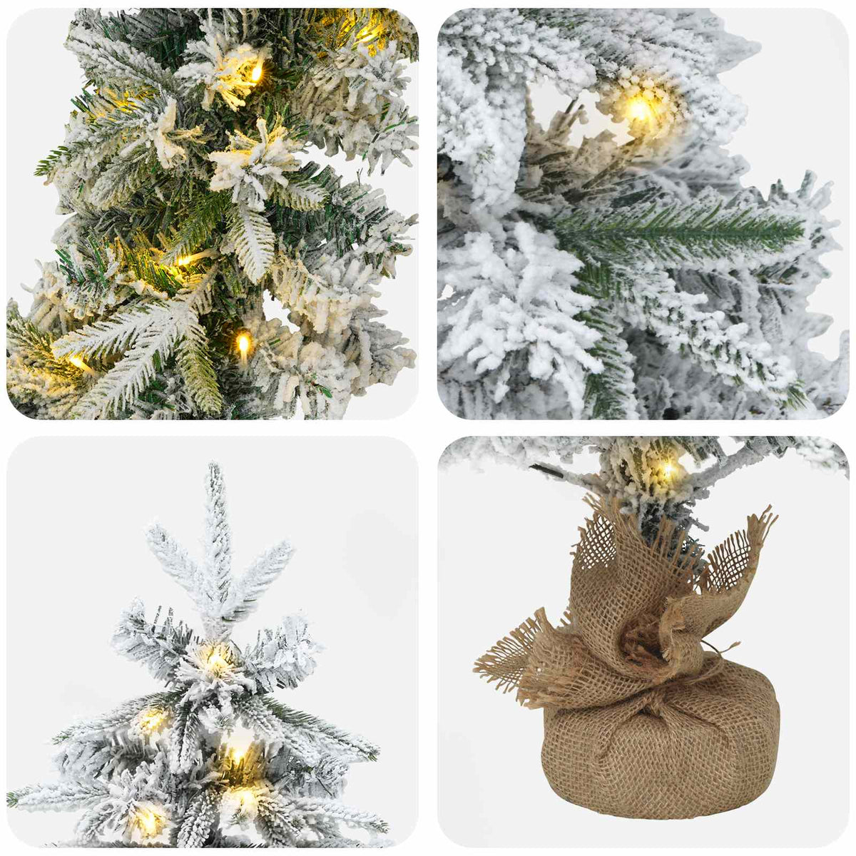 Mini-kerstbomenset 60 cm 125 LED's Warmwit PVC en PE Wit