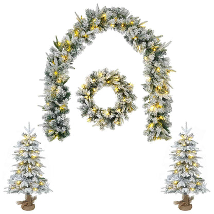 Mini-kerstbomenset 60 cm 125 LED's Warmwit PVC en PE Wit
