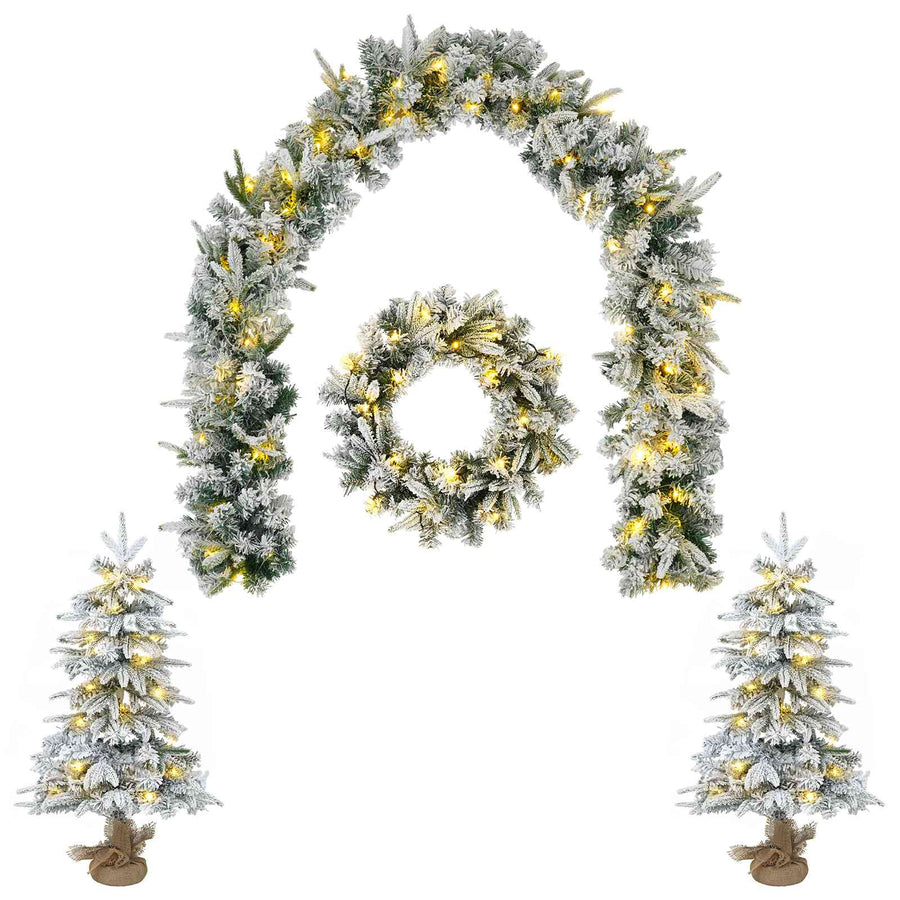 Mini-kerstbomenset 60 cm 125 LED's Warmwit PVC en PE Wit