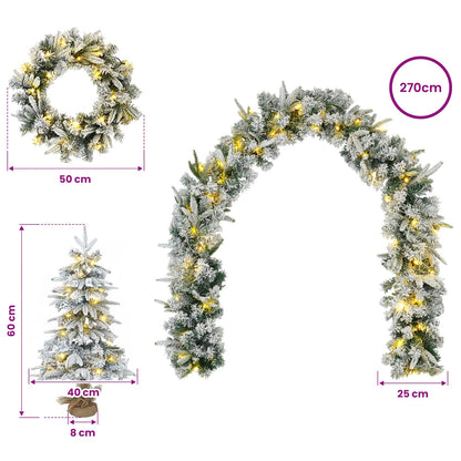 Mini-kerstbomenset 60 cm 125 LED's Warmwit PVC en PE Wit