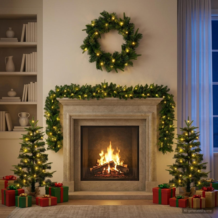 Mini Kerstboom 90 cm 125 LED's Warmwit PVC en PE Groen