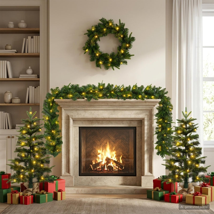 Mini Kerstboom 90 cm 125 LED's Warmwit PVC en PE Groen
