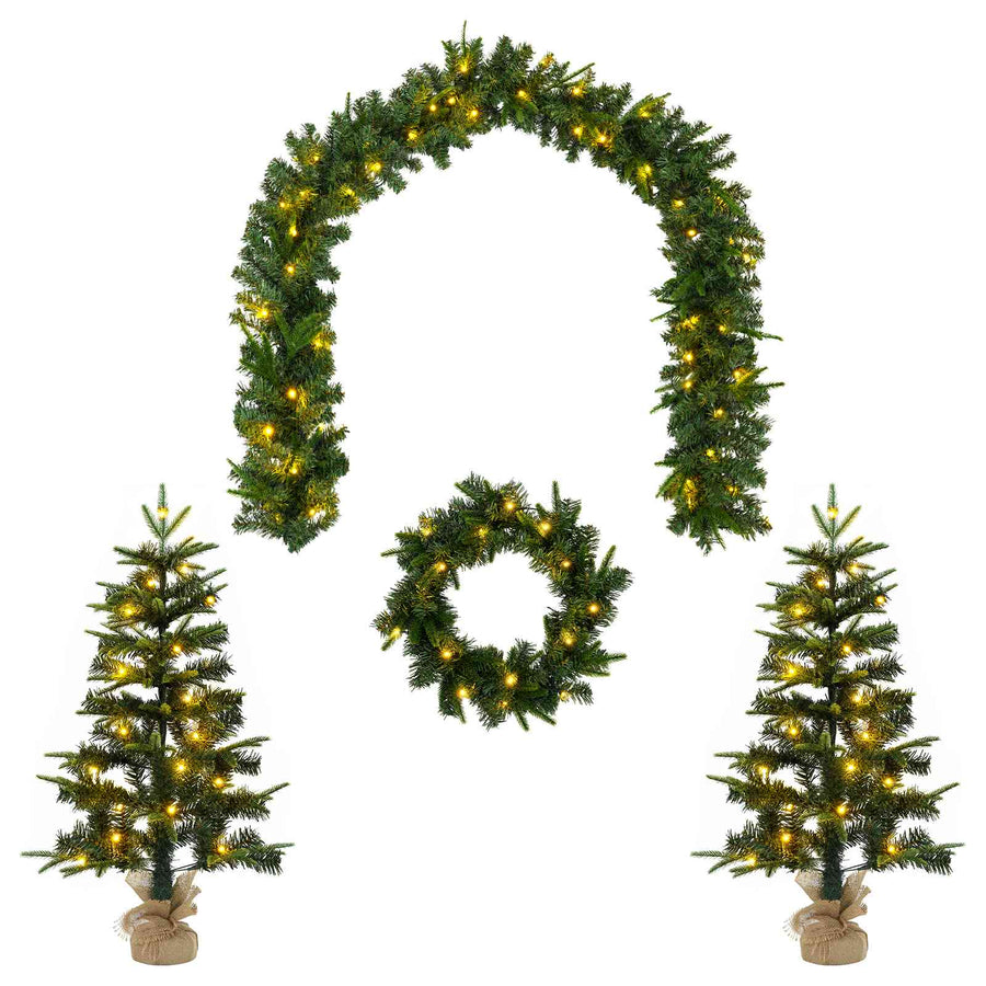 Mini Kerstboom 90 cm 125 LED's Warmwit PVC en PE Groen