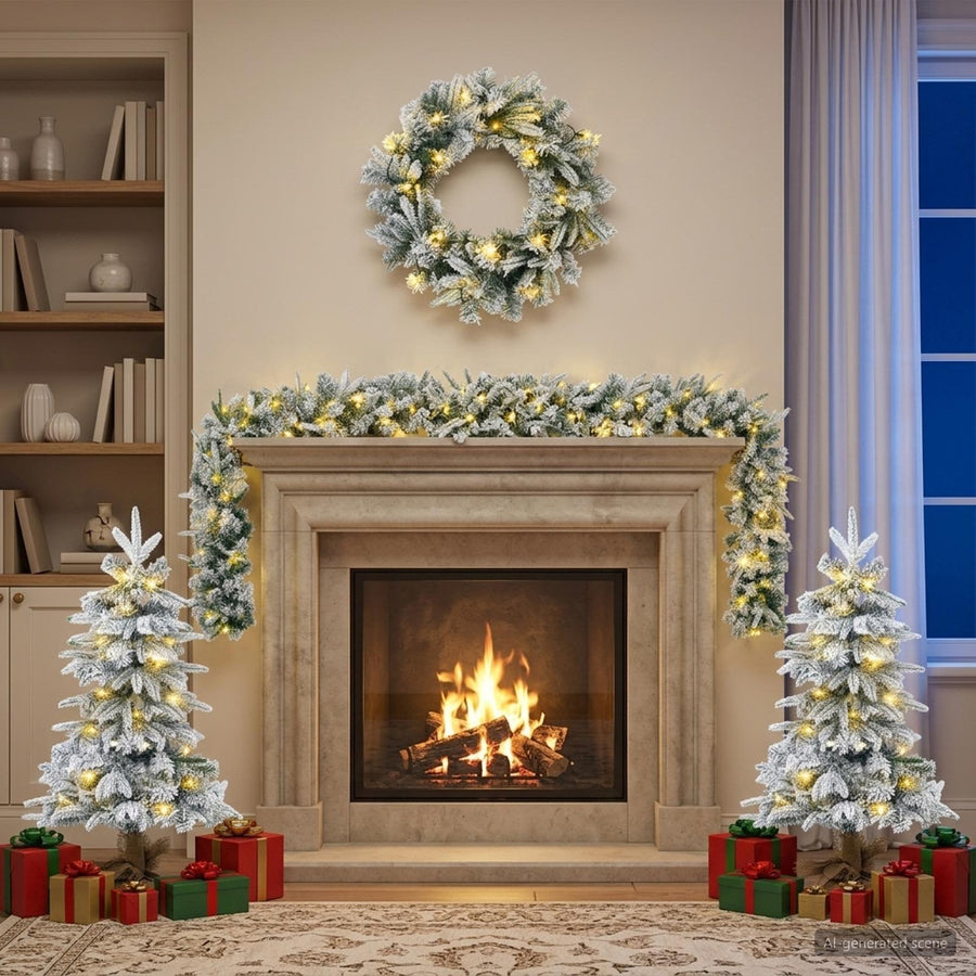 Mini-kerstbomenset 90 cm 175 LED's Warmwit PVC en PE Wit