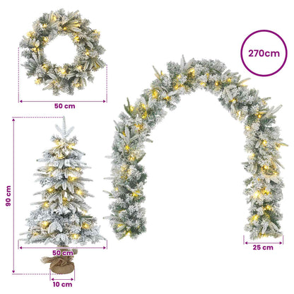 Mini-kerstbomenset 90 cm 175 LED's Warmwit PVC en PE Wit