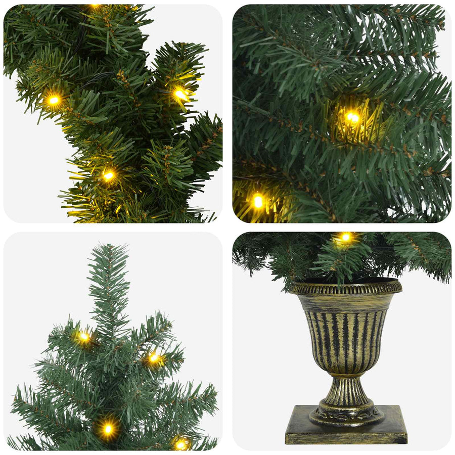 Mini-kerstbomenset 120 cm 275 LED's Warmwit PVC Groen