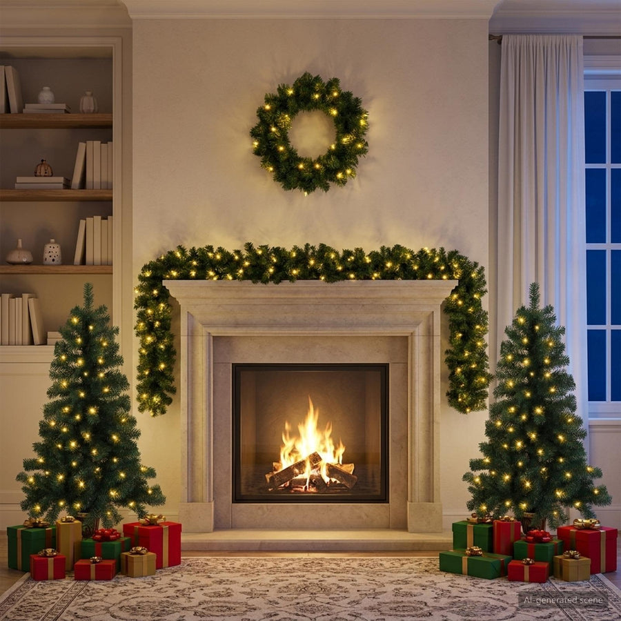 Mini-kerstbomenset 120 cm 275 LED's Warmwit PVC Groen