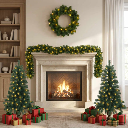 Mini-kerstbomenset 120 cm 275 LED's Warmwit PVC Groen