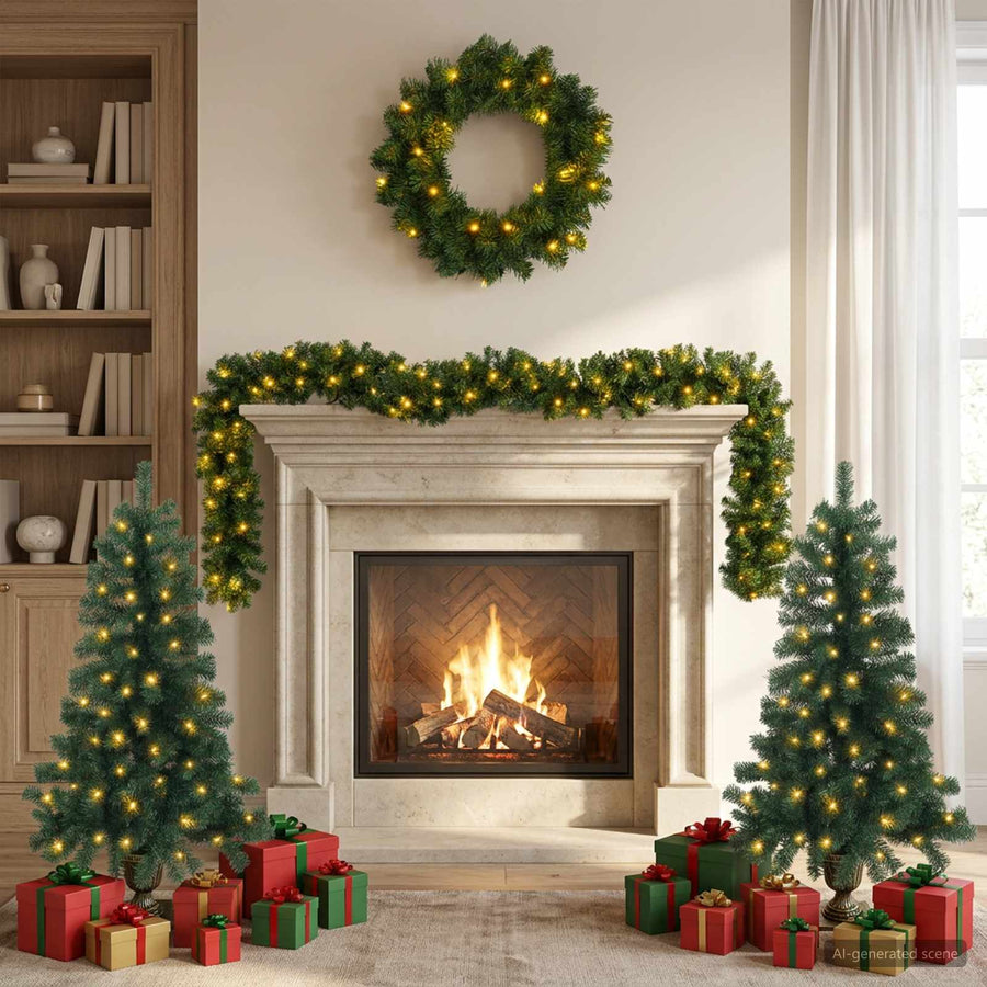 Mini-kerstbomenset 120 cm 275 LED's Warmwit PVC Groen