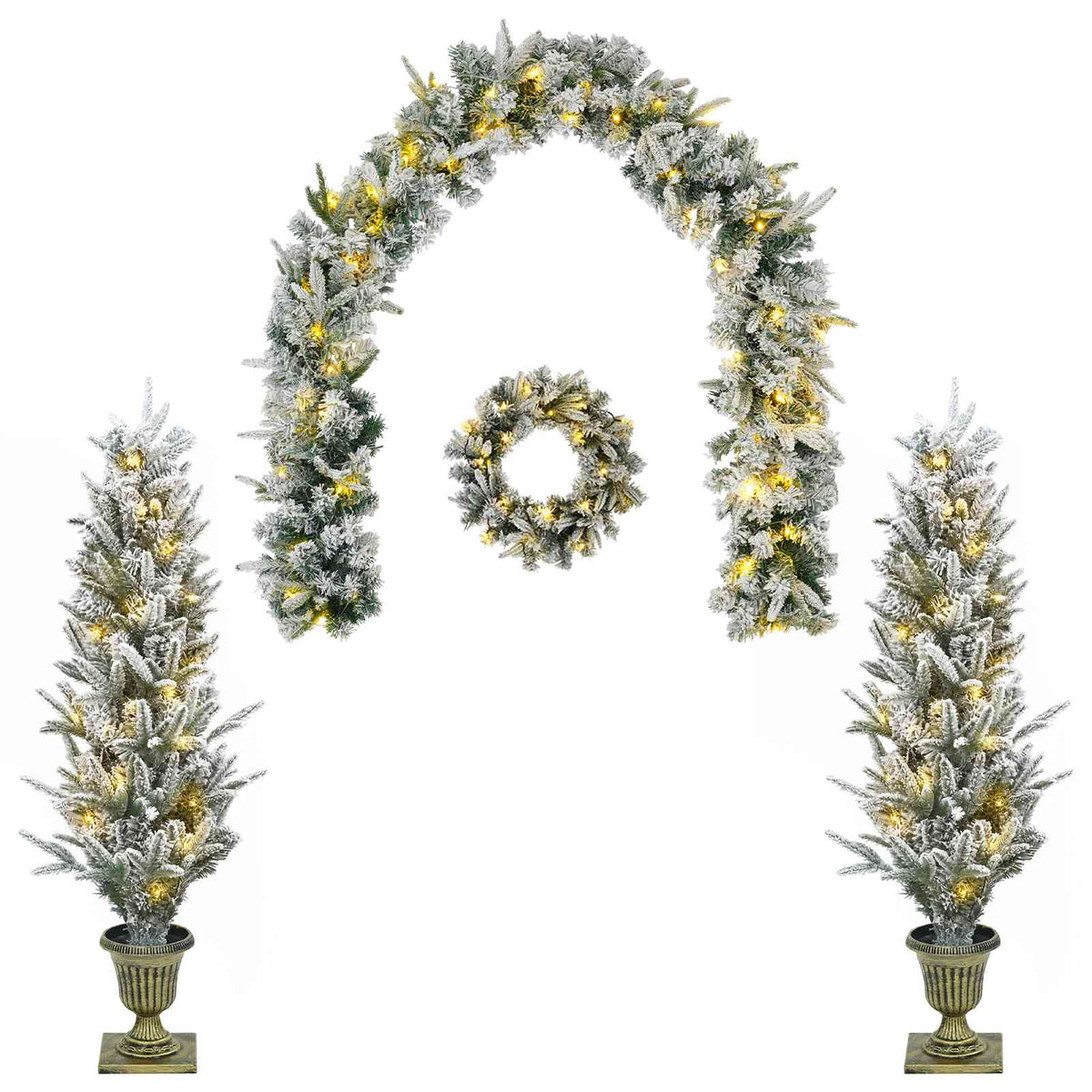 Mini Kerstboom 120 cm 175 LED's Warmwit PVC en PE Wit
