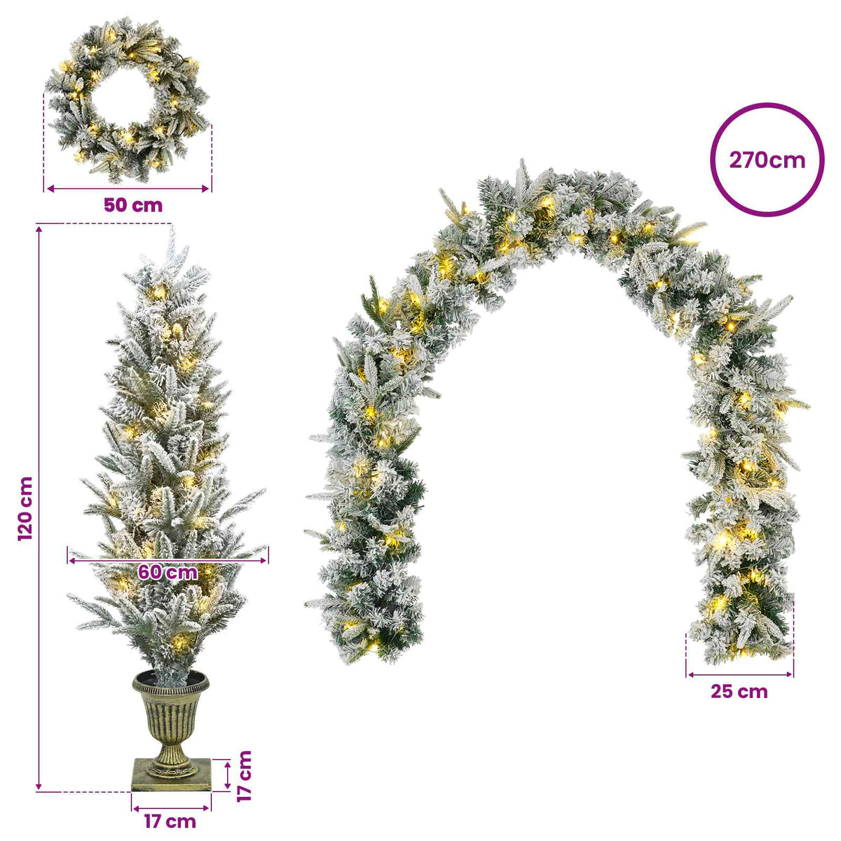 Mini Kerstboom 120 cm 175 LED's Warmwit PVC en PE Wit