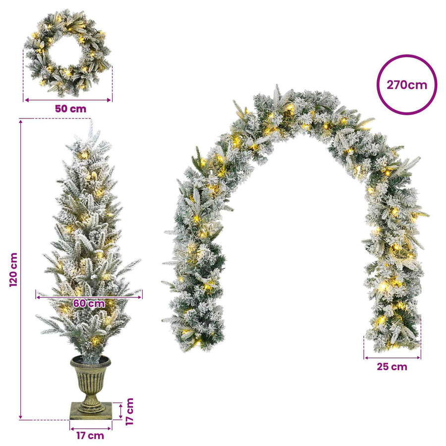 Mini Kerstboom 120 cm 175 LED's Warmwit PVC en PE Wit