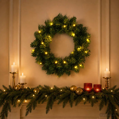 Kerstkrans Groen Ø 30 cm PVC 25 LED's
