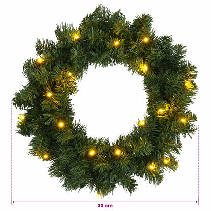 Kerstkrans Groen Ø 30 cm PVC 25 LED's