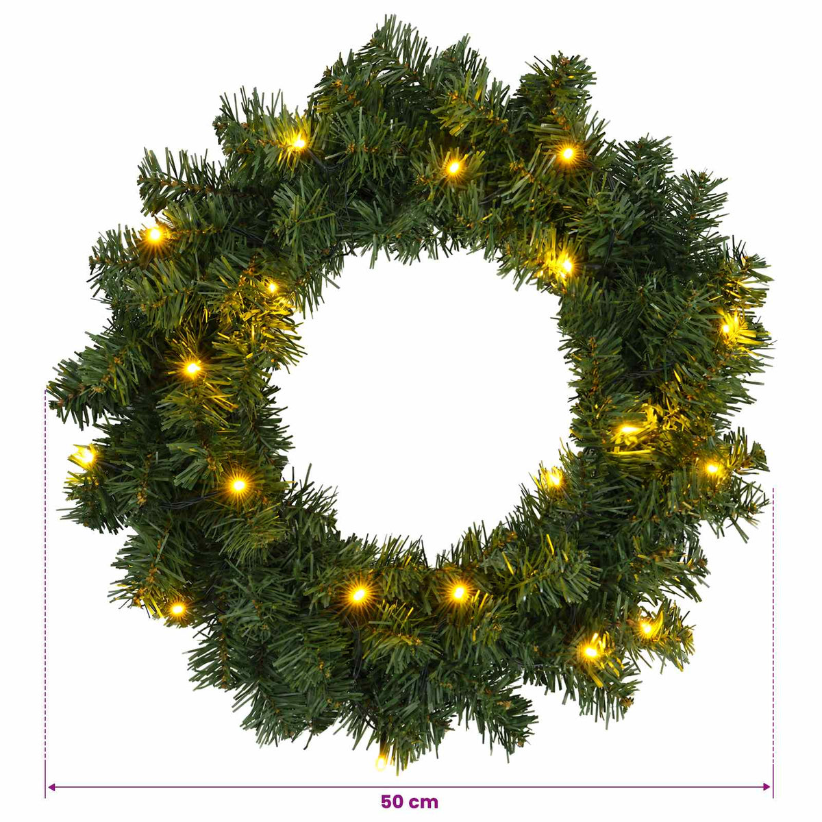 Kerstkrans Groen Ø 50 cm PVC 25 LED's