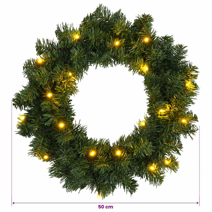 Kerstkrans Groen Ø 50 cm PVC 25 LED's