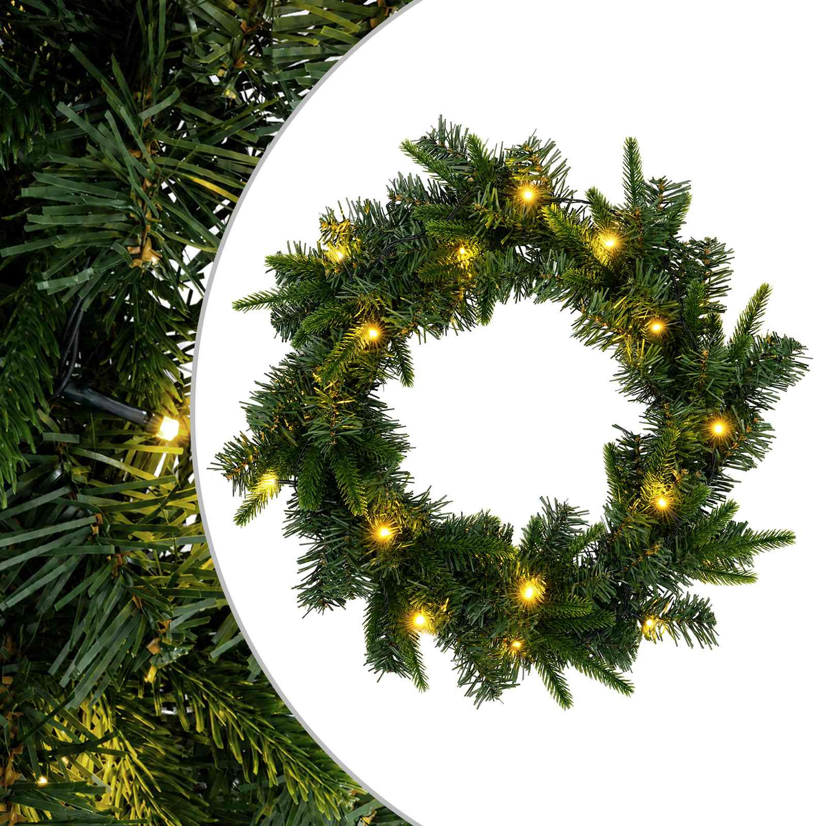 Kerstkrans Groen Ø 30 cm PVC en PE 25 LED's