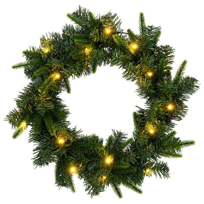 Kerstkrans Groen Ø 30 cm PVC en PE 25 LED's