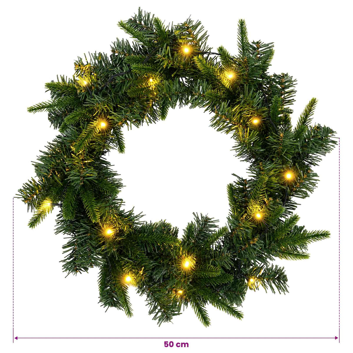 Kerstkrans Groen Ø 50 cm PVC en PE 25 LED's