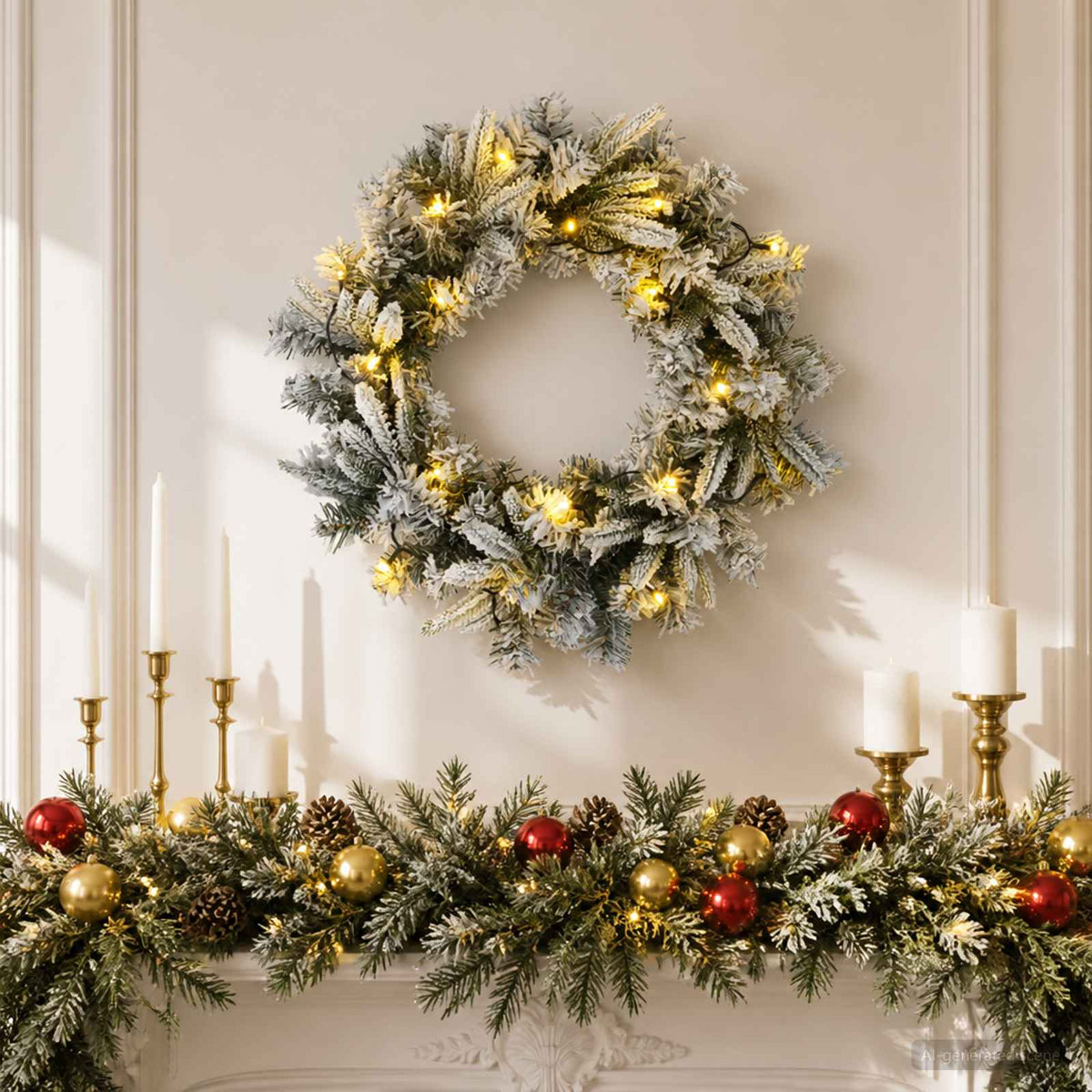 Kerstkrans Wit Ø 30 cm PVC en PE 25 LED's