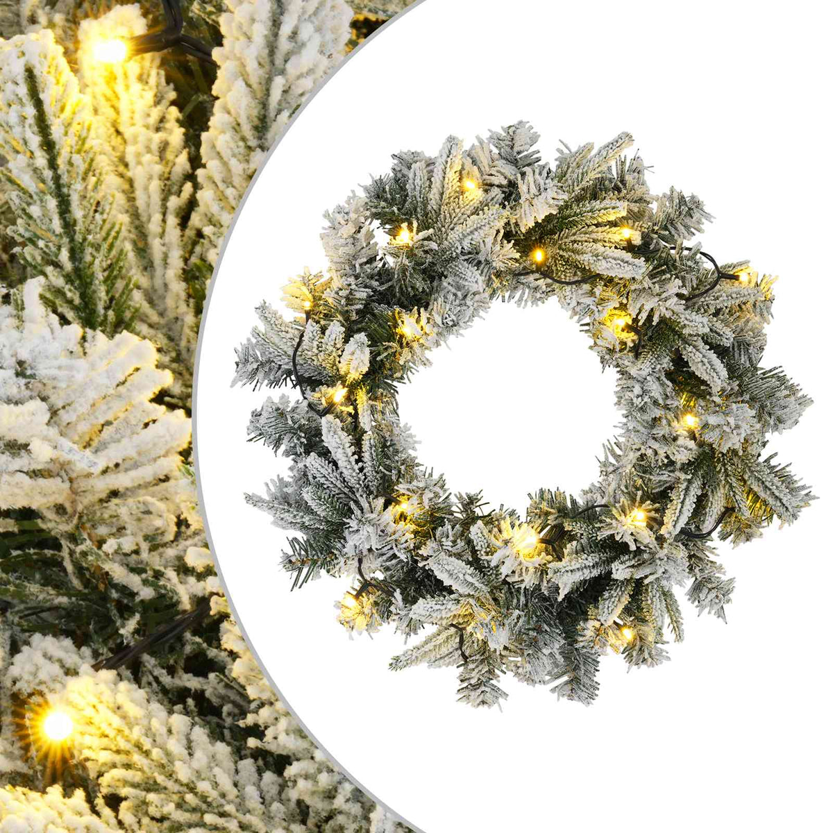 Kerstkrans Wit Ø 30 cm PVC en PE 25 LED's